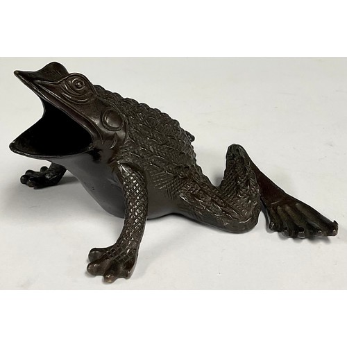 89 - A large bronzed study, of a toad, 16cm wide, 7cm high