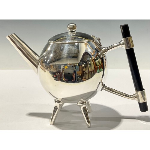 91 - A reproduction Arts and Crafts style silver plated coffee pot, in the manner of Christopher Dresser,... 