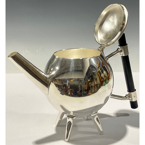 91 - A reproduction Arts and Crafts style silver plated coffee pot, in the manner of Christopher Dresser,... 