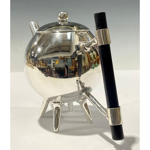 91 - A reproduction Arts and Crafts style silver plated coffee pot, in the manner of Christopher Dresser,... 