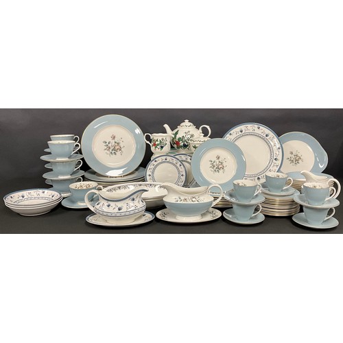 123 - A Royal Doulton Rose Elegans part dinner and tea service, comprising dinner plates, dessert plates, ... 