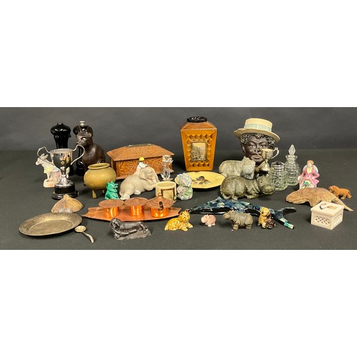 140 - Boxes, Objects and Ceramics - a German bisque porcelain model, of an Indian elephant and rider; soap... 