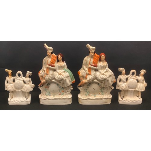 141 - ***collecting back***A large pair of 19th century Staffordshire flatback figures, Highlanders, the g... 