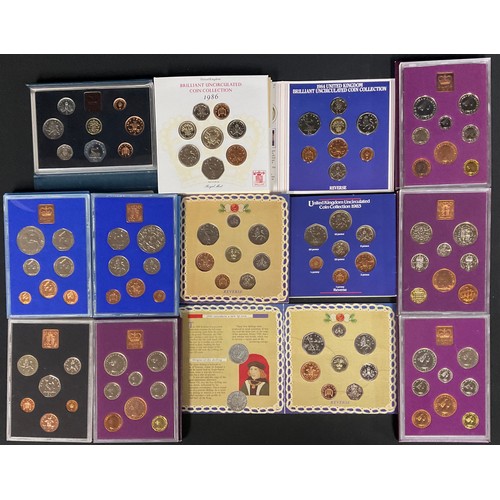 155 - Numismatic interest – a collection of Royal Mint UK coin sets, including 1983 proof 8 coin set, tone... 