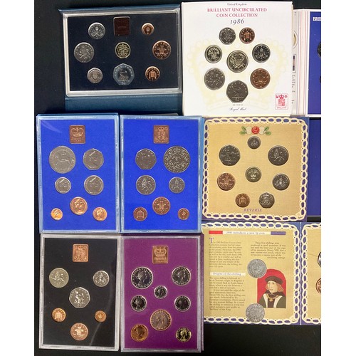 155 - Numismatic interest – a collection of Royal Mint UK coin sets, including 1983 proof 8 coin set, tone... 