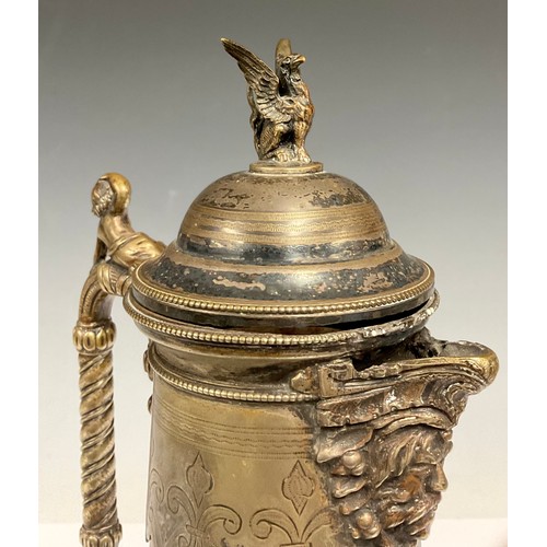 164 - A Victorian claret jug, silver plate mounted, c.1870