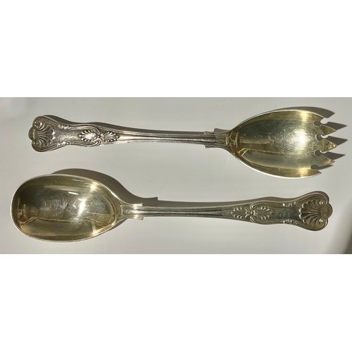 171 - A pair of Elizabeth II silver salad servers, King's pattern, Birmingham 1964, 186.5g