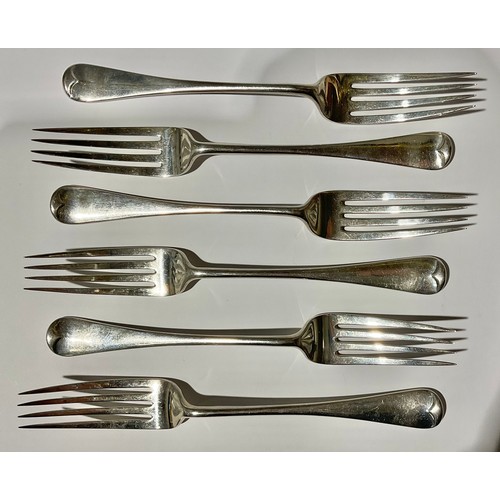 174 - A set of six Victorian silver table forks, Charles Boyton, London 1895, 448g