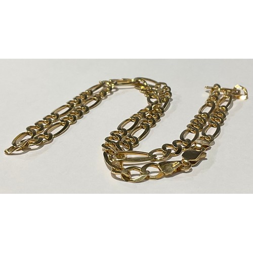 198 - A 9ct gold Figaro fancy link necklace, marked 375, 12.6g