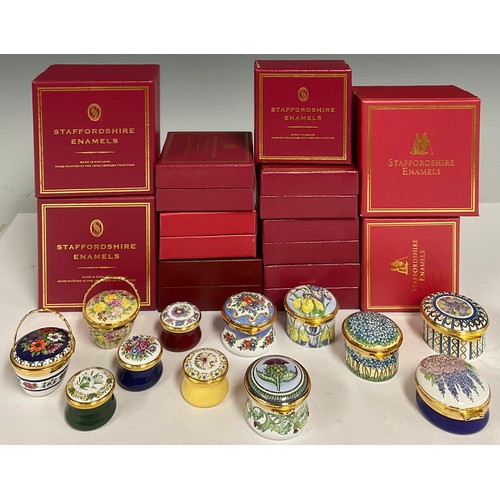 218 - A collection of eleven Staffordshire enamel boxes, various