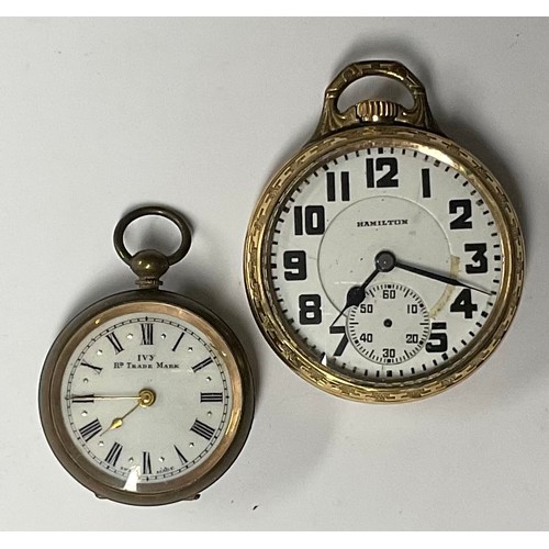 234 - A Hamilton gold plated open face pocket watch; a lady's Ivy open faced pocket watch (2)