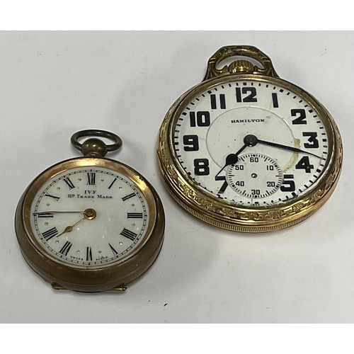 234 - A Hamilton gold plated open face pocket watch; a lady's Ivy open faced pocket watch (2)