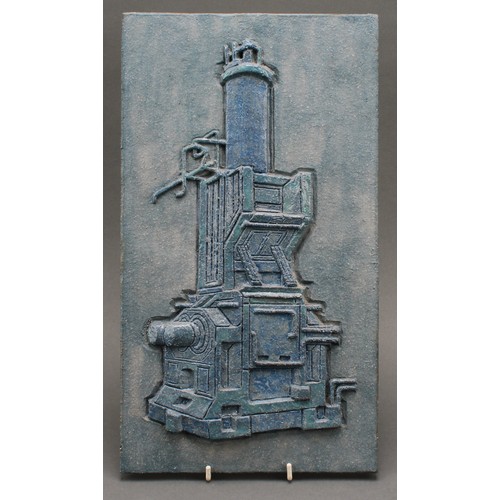 3202 - Studio Pottery - a stoneware wall plaque, by Stig Carlsson, incised and moulded in low relief with a... 