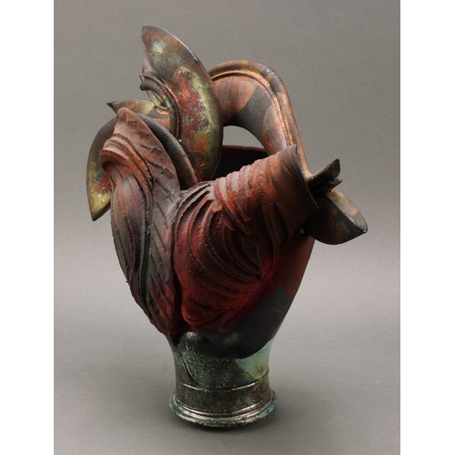 3203 - Studio Pottery - a stylised sculptural vase, by David Cohen, as a 