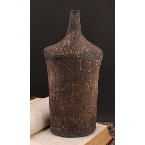 3193 - Studio Pottery - a large stoneware shouldered bottle vase, by Jane Wheeler, glazed in speckled and m... 