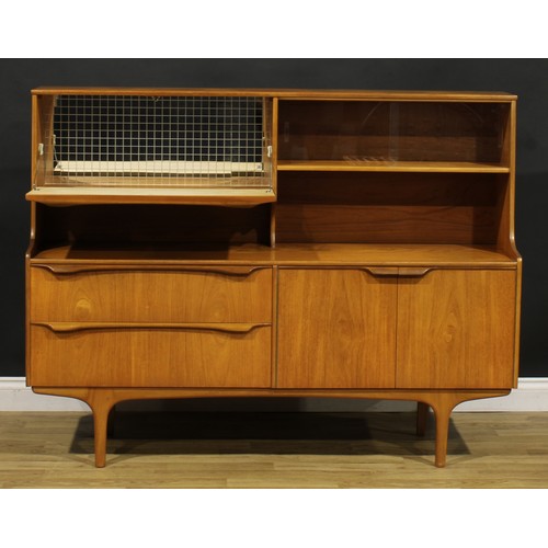 3358 - Mid-century Design - a teak S Form credenza or side cabinet, by Sutcliffe of Todmorden, 115.5cm high... 