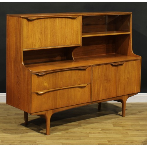 3358 - Mid-century Design - a teak S Form credenza or side cabinet, by Sutcliffe of Todmorden, 115.5cm high... 