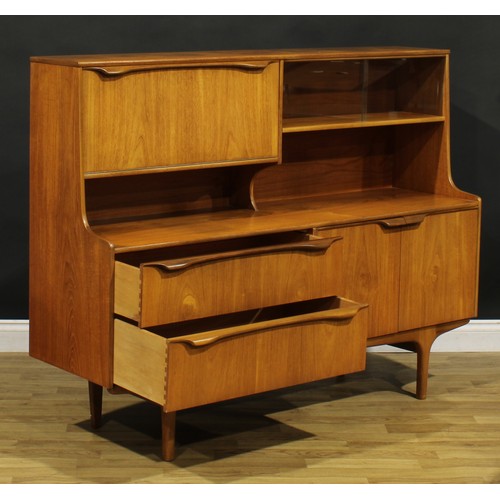 3358 - Mid-century Design - a teak S Form credenza or side cabinet, by Sutcliffe of Todmorden, 115.5cm high... 