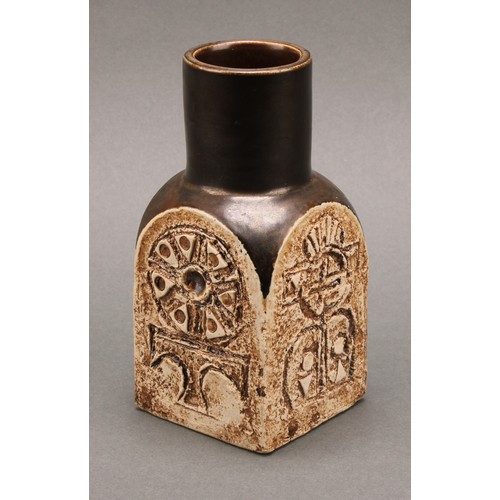 3173 - A Troika chimney vase, by Penny Black, monogrammed, 15cm