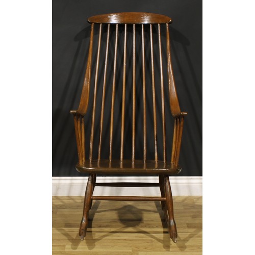 3382 - Mid-century Design - a Swedish beech Grandessa rocking chair, probably designed by Lena Larsson for ... 