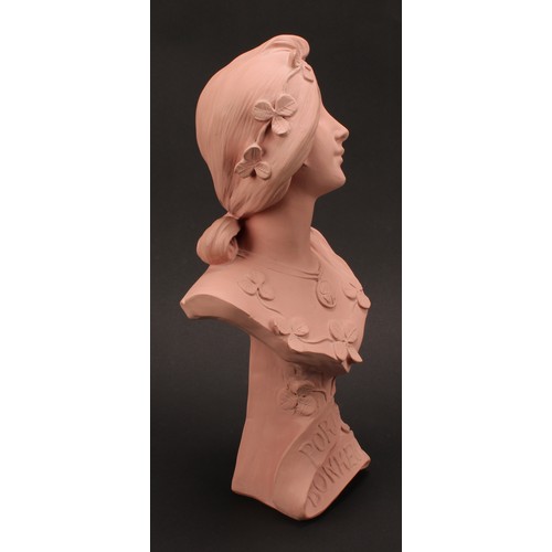 3021 - A French Art Nouveau bust, Dutch Girl, signed in the maquette, Art Decoratif, Depose No. 204, 34cm; ... 