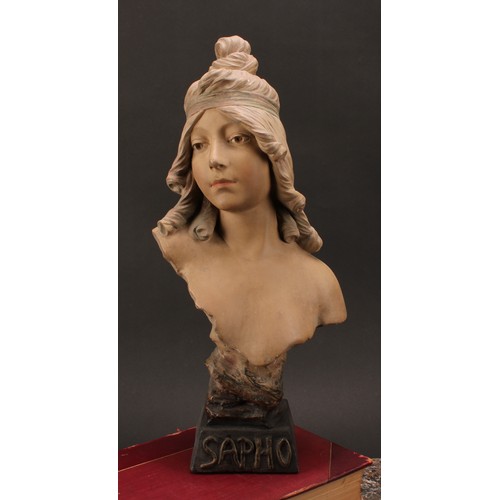 3022 - A French Art Nouveau bust, Sapho, signed in the maquette, number 331, 51.5cm