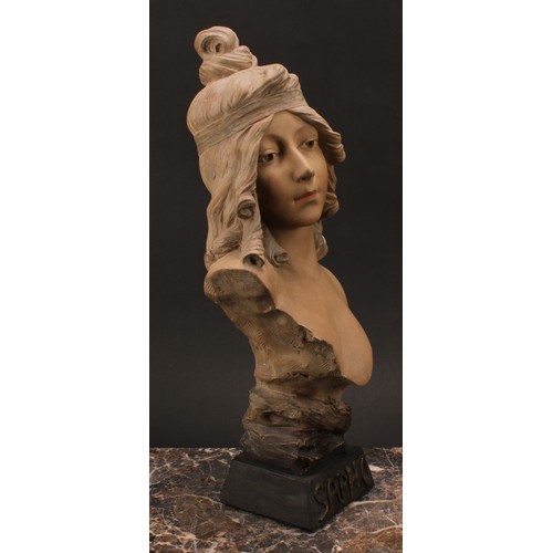 3022 - A French Art Nouveau bust, Sapho, signed in the maquette, number 331, 51.5cm