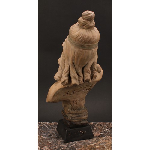 3022 - A French Art Nouveau bust, Sapho, signed in the maquette, number 331, 51.5cm