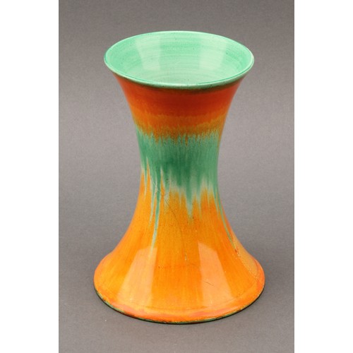 3146 - A Shelley Harmony Art Ware ovoid vase, drip glazed in tones of orange and green, 18cm high, shape nu... 