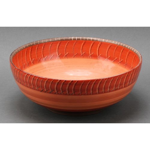 3145 - A Shelley Harmony Art Ware octagonal bowl, drip glazed in tones of orange, yellow and brown, 17.5cm ... 