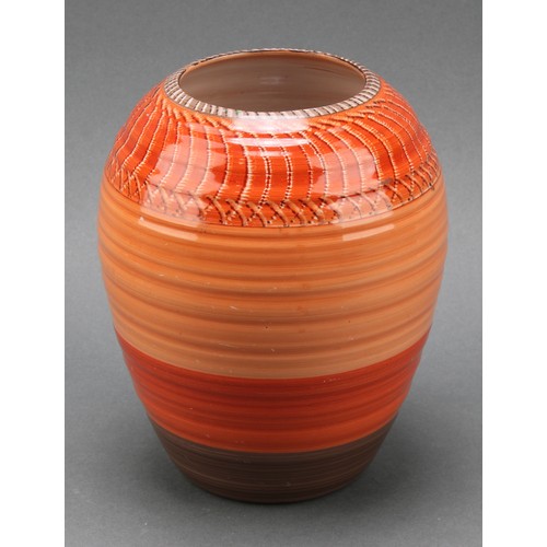 3145 - A Shelley Harmony Art Ware octagonal bowl, drip glazed in tones of orange, yellow and brown, 17.5cm ... 