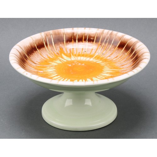 3145 - A Shelley Harmony Art Ware octagonal bowl, drip glazed in tones of orange, yellow and brown, 17.5cm ... 