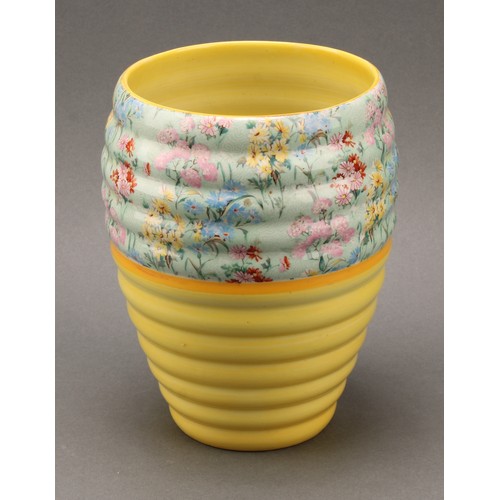 3156 - A Shelley Melody pattern ribbed ovoid vase, 18cm high, printed marks, c.1930; other Shelley Melody p... 