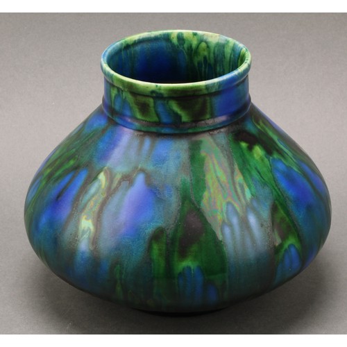 3031 - A Minton and Hollins Astra Ware two handled amphora vase, Peacock glaze, 21cm, impressed mark; two o... 