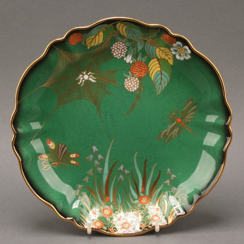 3334 - Carlton Ware ‘Vert Royal’ decorated with gilded butterflies and spider webs including; multi lobed p... 