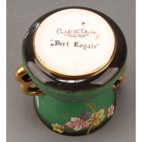 3334 - Carlton Ware ‘Vert Royal’ decorated with gilded butterflies and spider webs including; multi lobed p... 