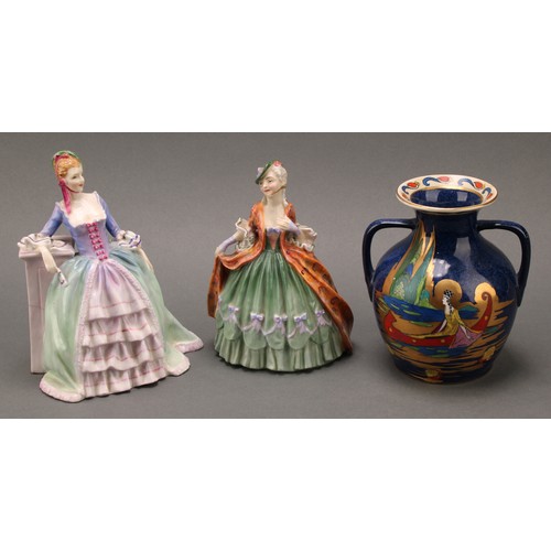 3101 - A Royal Doulton figure, Sibell, HN 1695, printed mark in green; another, Eleanor, HN 1753; an Arcadi... 