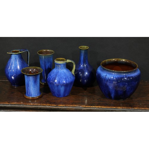 3096 - A Denby Danesby Ware Electric Blue Wynne jug, 21cm high, printed mark, c.1925; others, Birchover sin... 