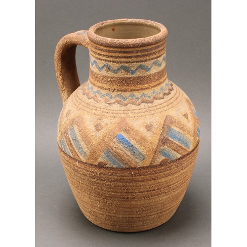 3092 - A Bourne Denby Danesby Ware Folkweave pattern two handled urnular vase, shape number 1, 32cm high, p... 