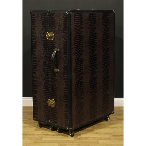 3366 - Modern Design - a simulated crocodile skin mounted secretaire trunk or escritoire, as a large steame... 