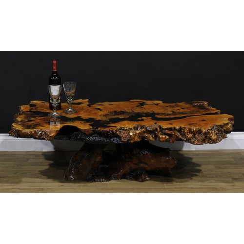 3346 - A North-American ‘Sierra Buckeye’ and epoxy coffee table, 39.5cm high, 132cm wide, 80cm deep