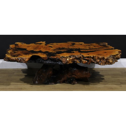 3346 - A North-American ‘Sierra Buckeye’ and epoxy coffee table, 39.5cm high, 132cm wide, 80cm deep