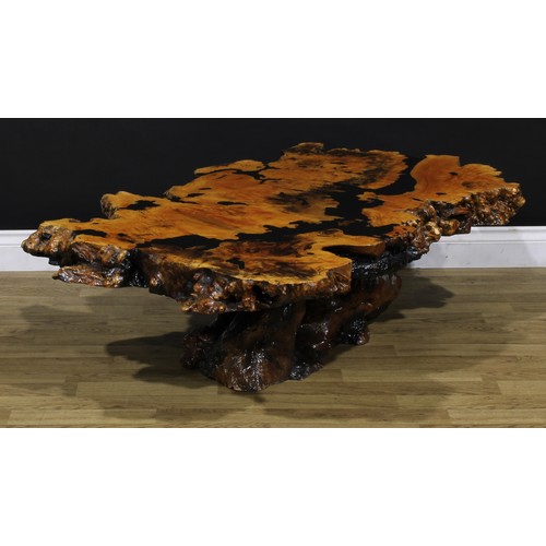 3346 - A North-American ‘Sierra Buckeye’ and epoxy coffee table, 39.5cm high, 132cm wide, 80cm deep