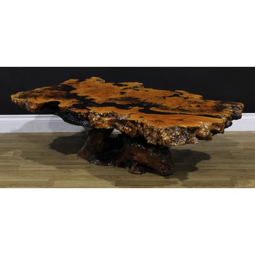 3346 - A North-American ‘Sierra Buckeye’ and epoxy coffee table, 39.5cm high, 132cm wide, 80cm deep