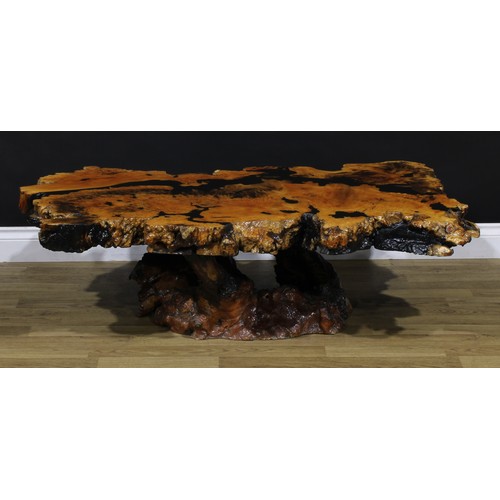 3346 - A North-American ‘Sierra Buckeye’ and epoxy coffee table, 39.5cm high, 132cm wide, 80cm deep