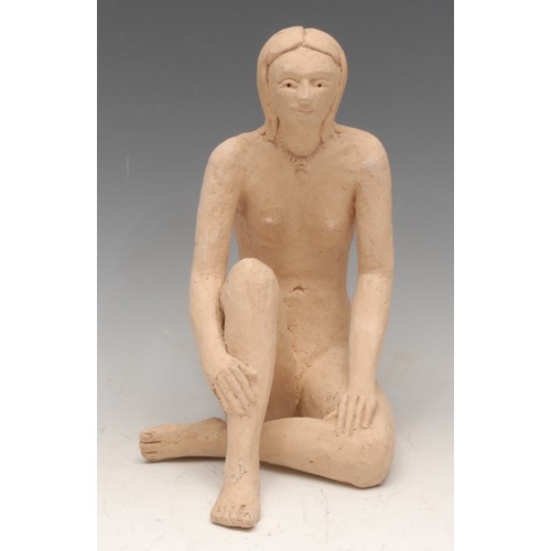 3274 - Modern British School, a plaster maquette, seated nude, 27cm high; another (2)