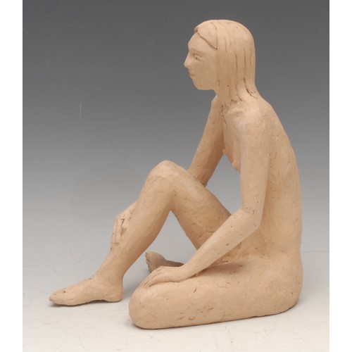 3274 - Modern British School, a plaster maquette, seated nude, 27cm high; another (2)