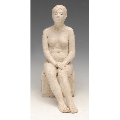 3274 - Modern British School, a plaster maquette, seated nude, 27cm high; another (2)