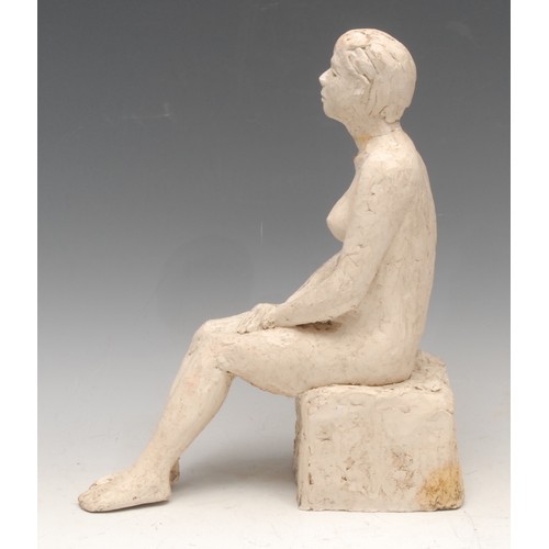 3274 - Modern British School, a plaster maquette, seated nude, 27cm high; another (2)