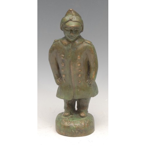 3268 - Czechoslovakian School (20th century), a verdigris patinated bronze, The Good Soldier Svejk, signed ... 